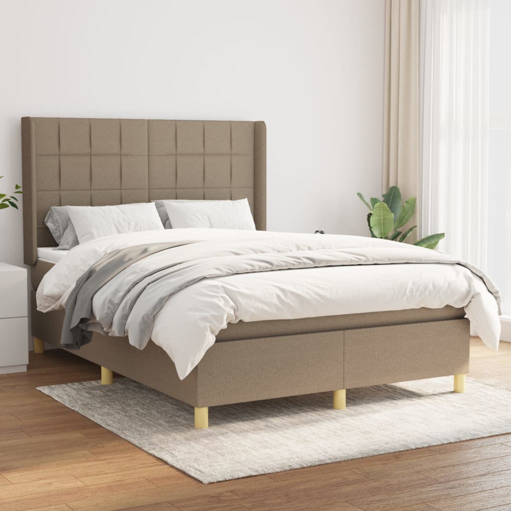 Box Spring Postel S Matrací Textil Taupe