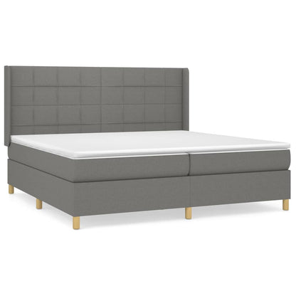 Box Spring Postel S Matrací Textil Tmavě Šedá