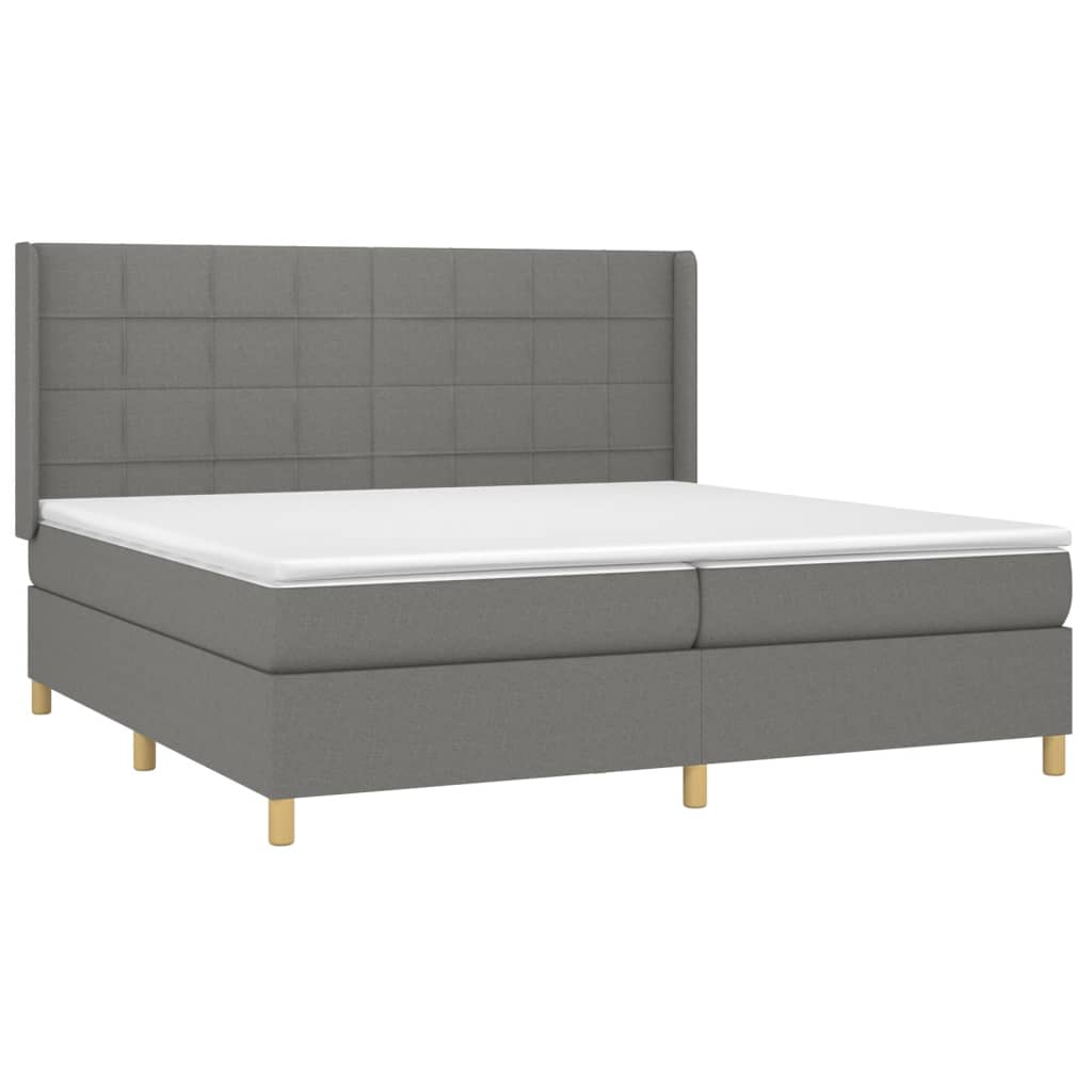 Box Spring Postel S Matrací Textil Tmavě Šedá