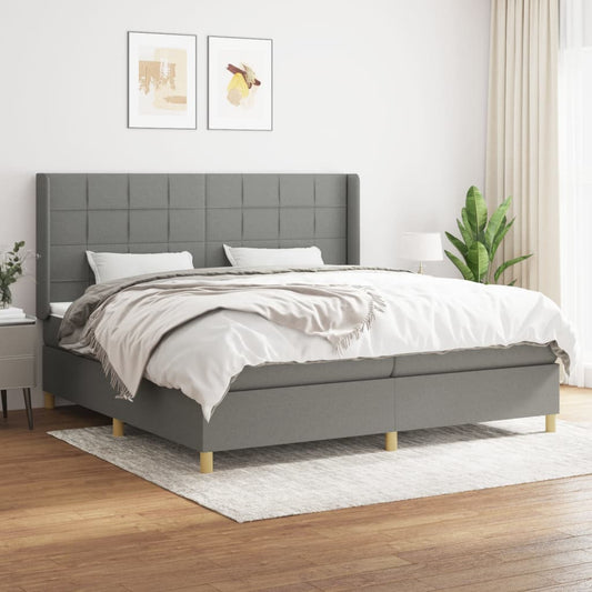 Box Spring Postel S Matrací Textil Tmavě Šedá