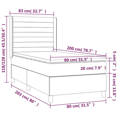 Box Spring Postel S Matrací Tmavě Hnědá 80X200 Cm Textil