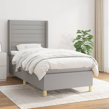 Box Spring Postel S Matrací Textil Světle Šedá