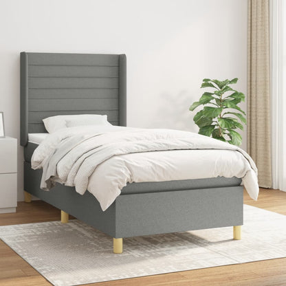 Box Spring Postel S Matrací Textil Tmavě Šedá