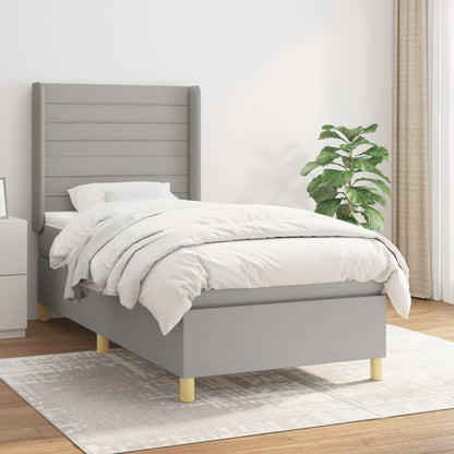 Box Spring Postel S Matrací Textil Světle Šedá