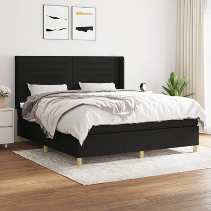 Box Spring Postel S Matrací Černá Textil Černá