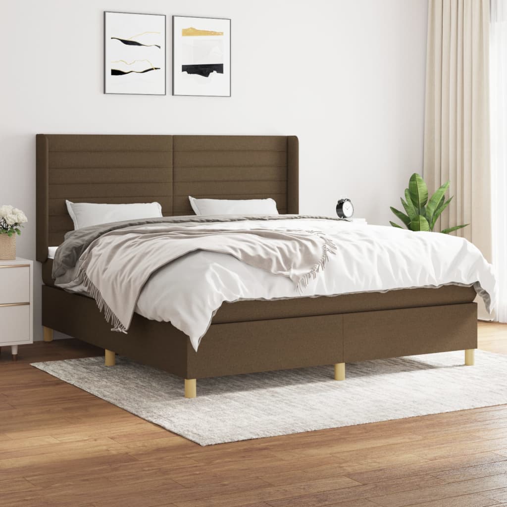 Box Spring Postel S Matrací Tmavě Hnědá 160X200 Cm Textil