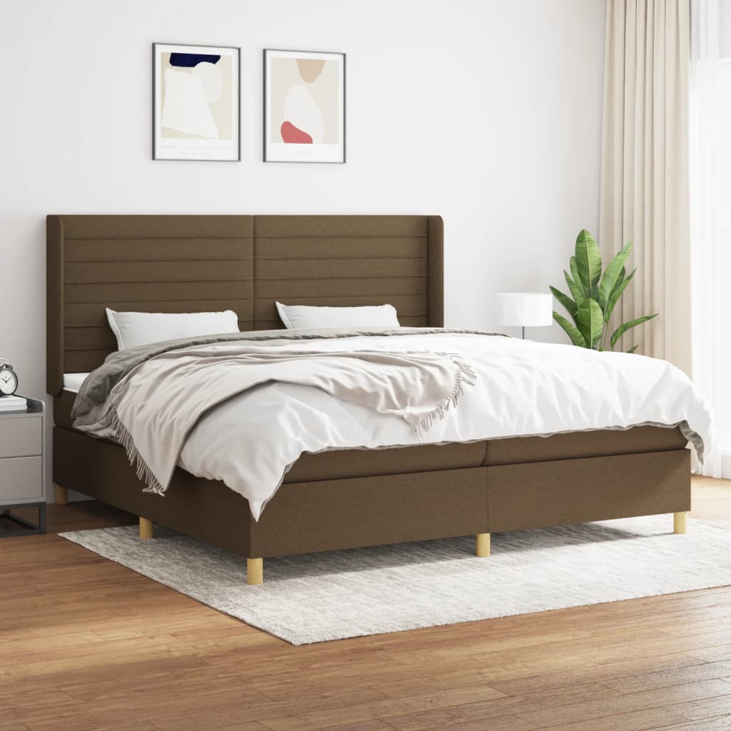 Box Spring Postel S Matrací Tmavě Hnědá 200X200 Cm Textil