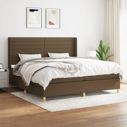 Box Spring Postel S Matrací Tmavě Hnědá 200X200 Cm Textil