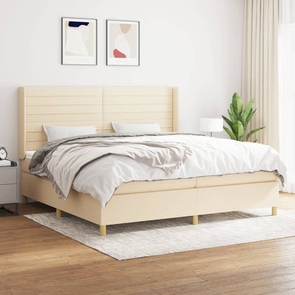 Box Spring Postel S Matrací Textil Krémová