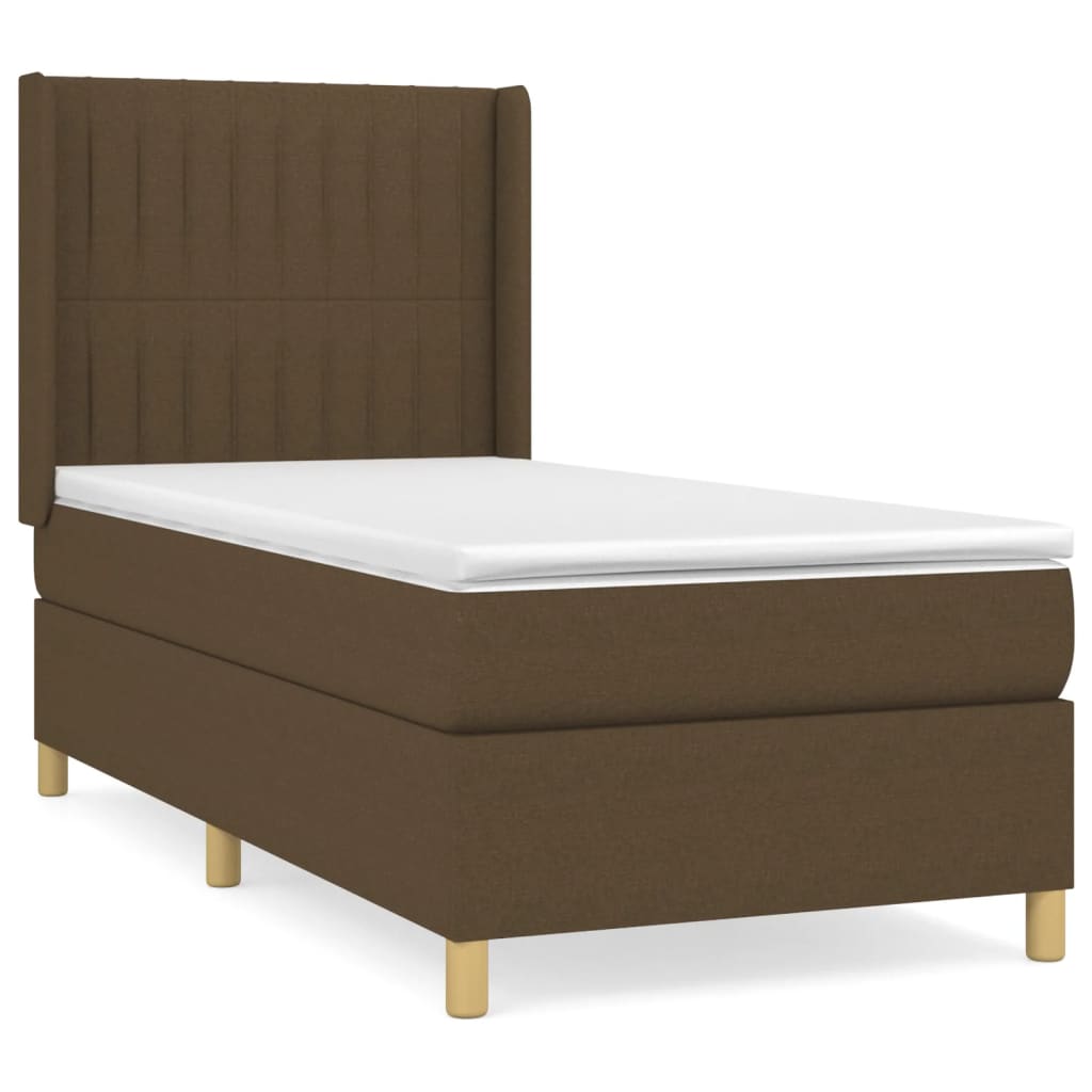 Box Spring Postel S Matrací Tmavě Hnědá 80X200 Cm Textil