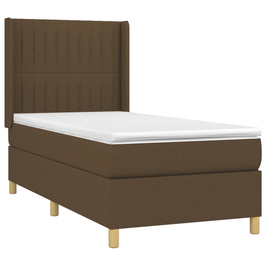 Box Spring Postel S Matrací Tmavě Hnědá 80X200 Cm Textil