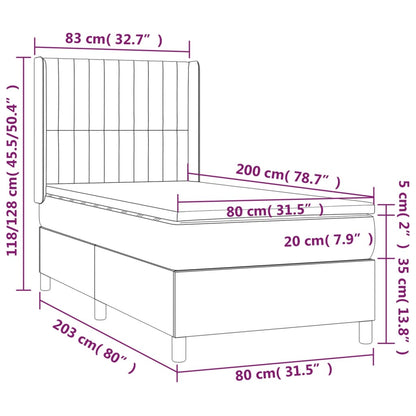 Box Spring Postel S Matrací Tmavě Hnědá 80X200 Cm Textil