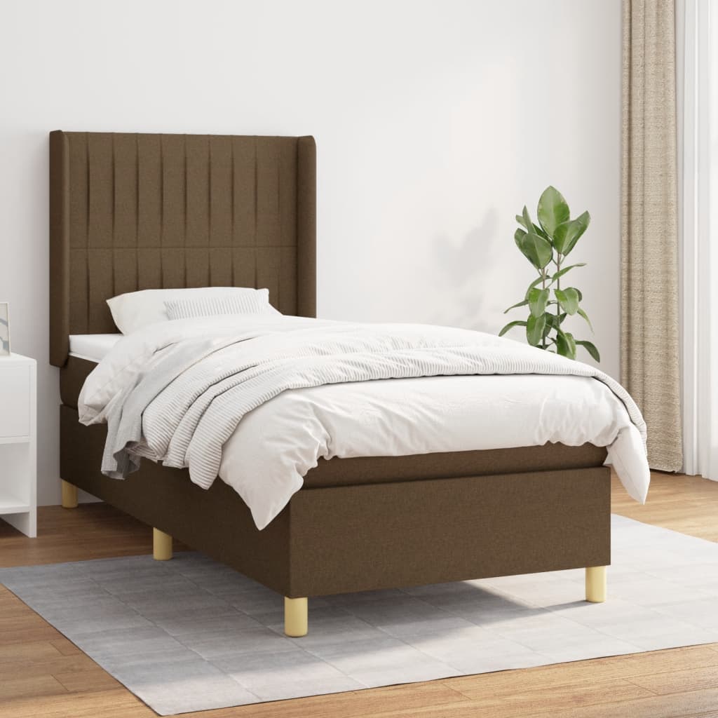 Box Spring Postel S Matrací Tmavě Hnědá 80X200 Cm Textil