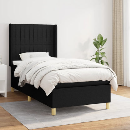Box Spring Postel S Matrací Černá Textil Černá