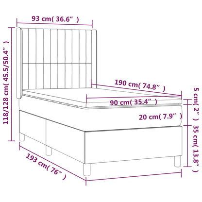 Box Spring Postel S Matrací Tmavě Hnědá 90X190 Cm Textil