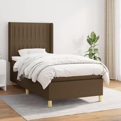 Box Spring Postel S Matrací Tmavě Hnědá 90X190 Cm Textil