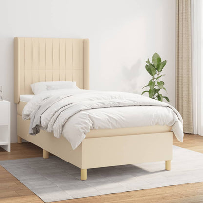 Box Spring Postel S Matrací Textil Krémová