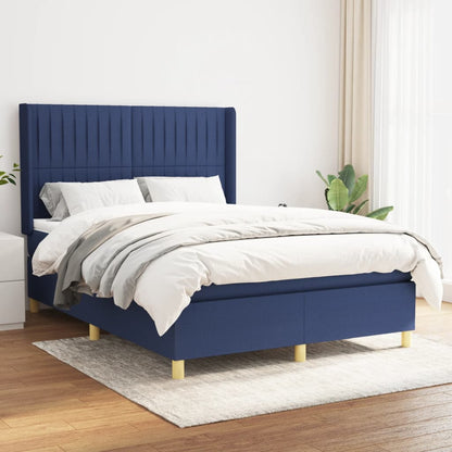 Box Spring Postel S Matrací Textil Modrá