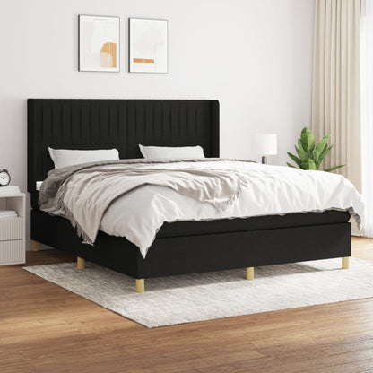 Box Spring Postel S Matrací Černá Textil Černá