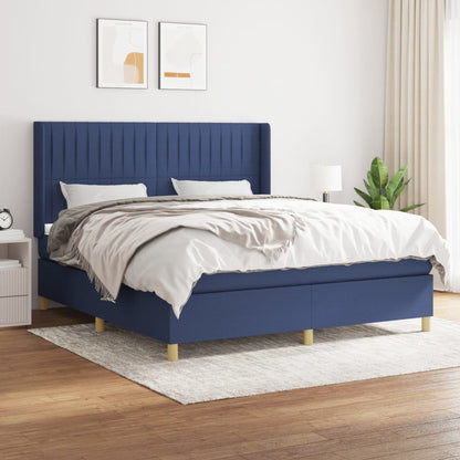 Box Spring Postel S Matrací Textil Modrá