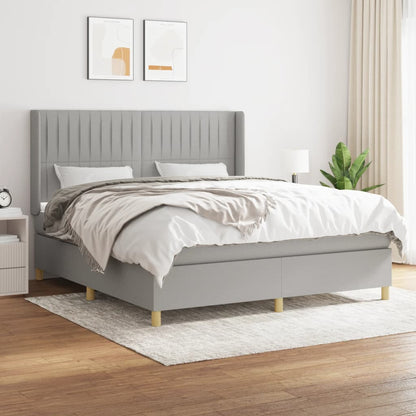 Box Spring Postel S Matrací Textil Světle Šedá