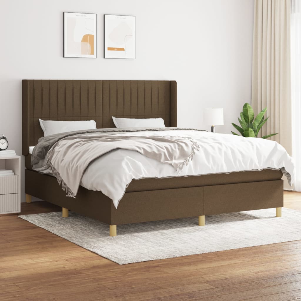 Box Spring Postel S Matrací Tmavě Hnědá 180X200 Cm Textil
