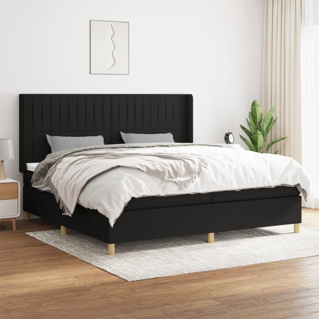Box Spring Postel S Matrací Černá Textil Černá