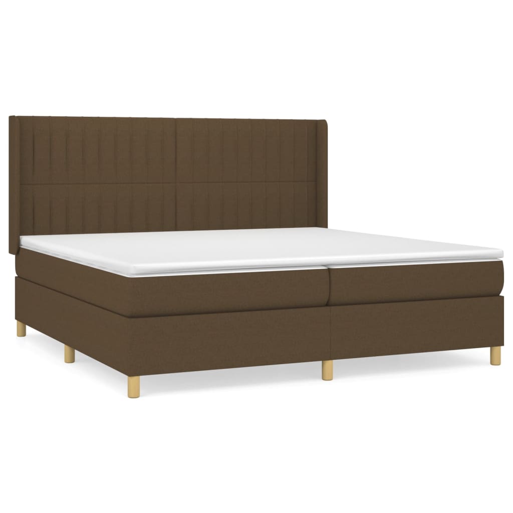 Box Spring Postel S Matrací Tmavě Hnědá 200X200 Cm Textil