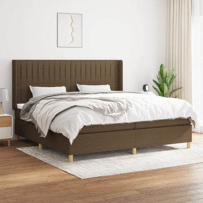Box Spring Postel S Matrací Tmavě Hnědá 200X200 Cm Textil