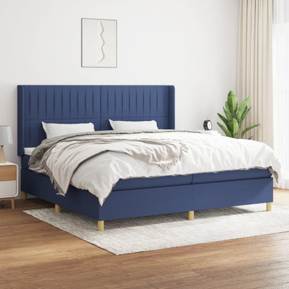 Box Spring Postel S Matrací Textil Modrá