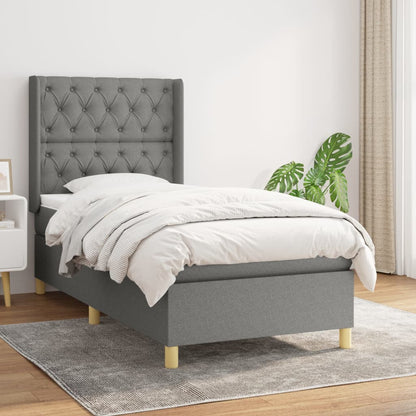 Box Spring Postel S Matrací Textil Tmavě Šedá