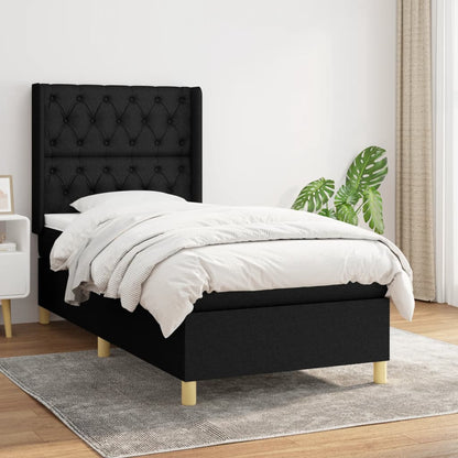 Box Spring Postel S Matrací Černá Textil Černá