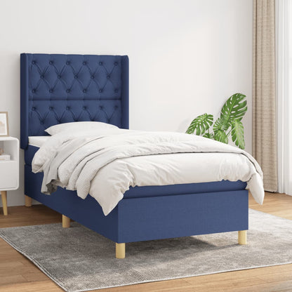 Box Spring Postel S Matrací Textil Modrá