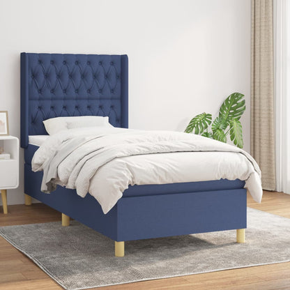 Box Spring Postel S Matrací Textil Modrá