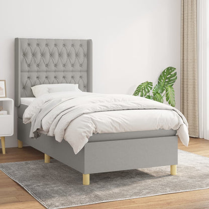 Box Spring Postel S Matrací Textil Světle Šedá