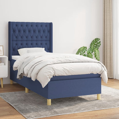 Box Spring Postel S Matrací Textil Modrá