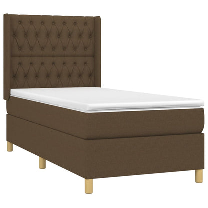 Box Spring Postel S Matrací Tmavě Hnědá 100 X 200 Cm Textil