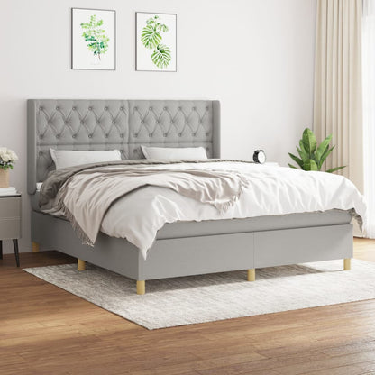 Box Spring Postel S Matrací Textil Světle Šedá