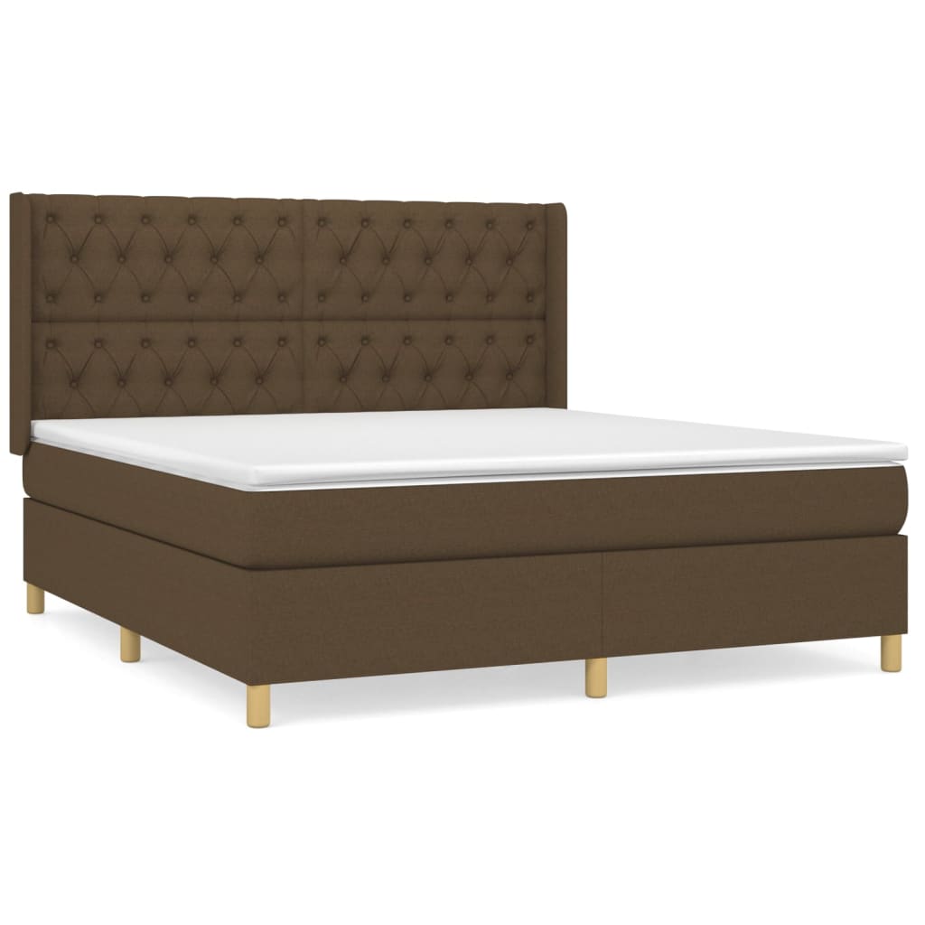 Box Spring Postel S Matrací Tmavě Hnědá 160X200 Cm Textil