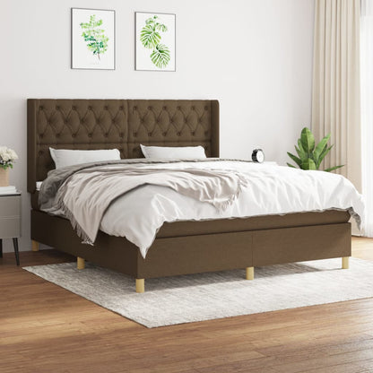 Box Spring Postel S Matrací Tmavě Hnědá 160X200 Cm Textil