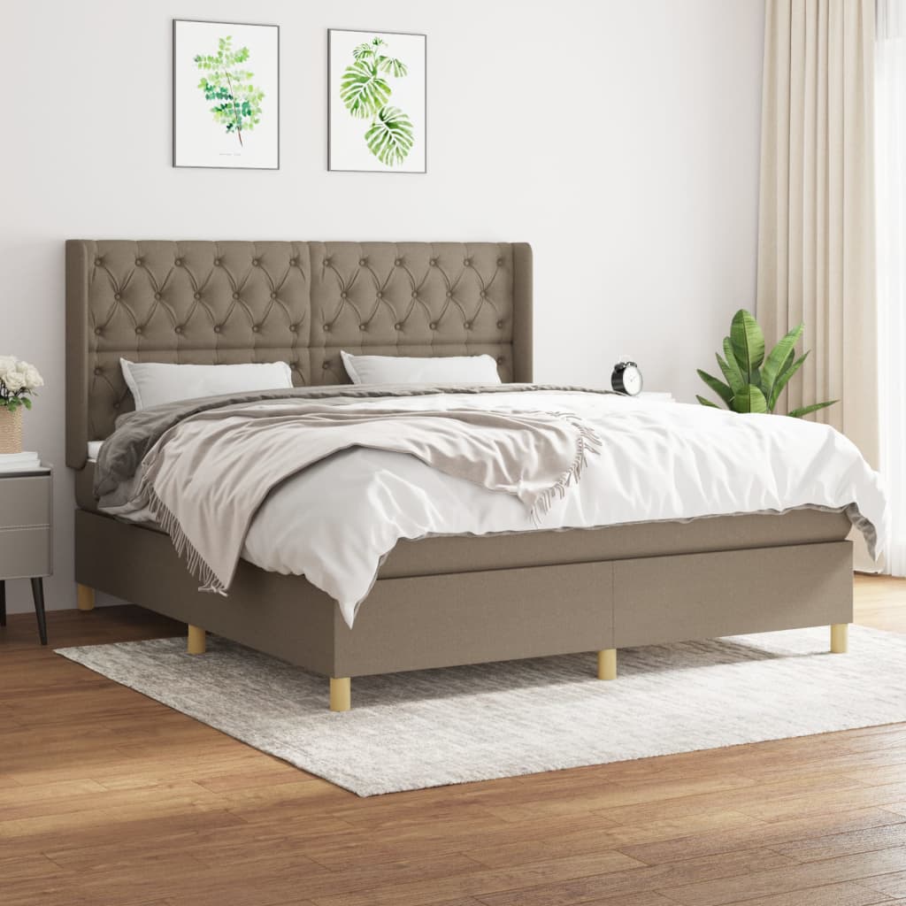 Box Spring Postel S Matrací Textil Taupe