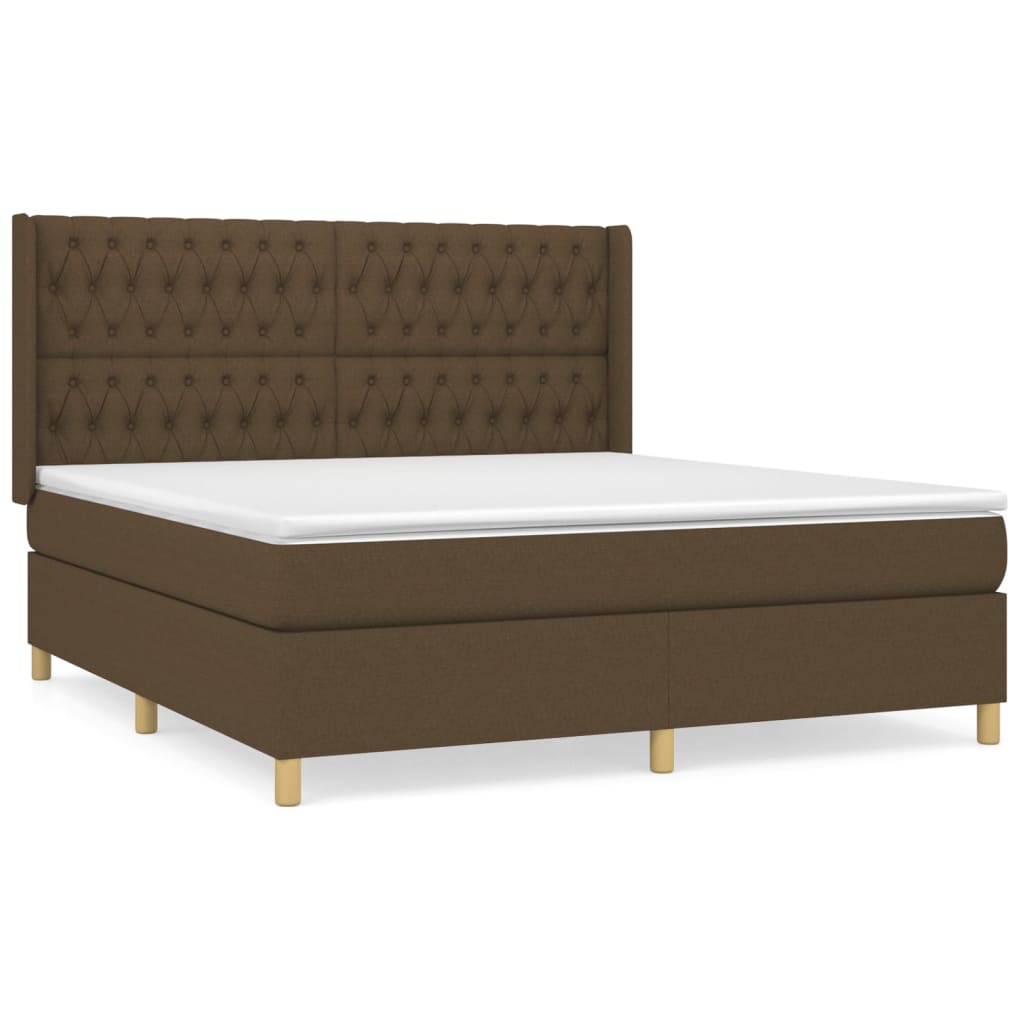 Box Spring Postel S Matrací Tmavě Hnědá 180X200 Cm Textil