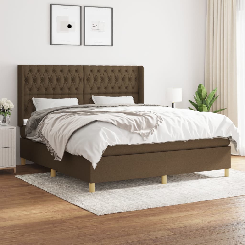 Box Spring Postel S Matrací Tmavě Hnědá 180X200 Cm Textil