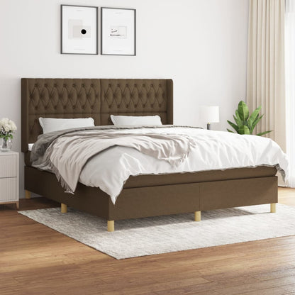 Box Spring Postel S Matrací Tmavě Hnědá 180X200 Cm Textil