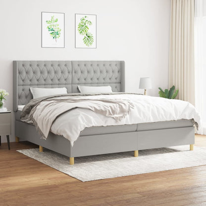 Box Spring Postel S Matrací Textil Světle Šedá