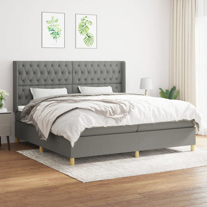 Box Spring Postel S Matrací Textil Tmavě Šedá