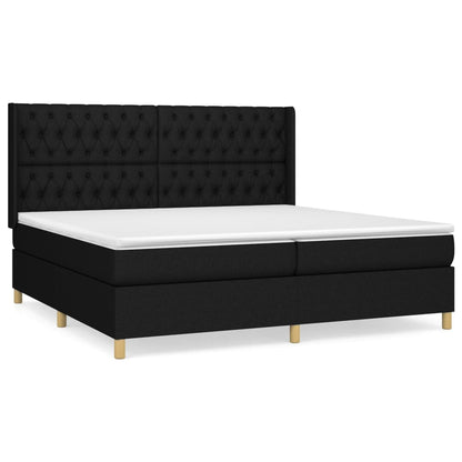 Box Spring Postel S Matrací Černá Textil Černá