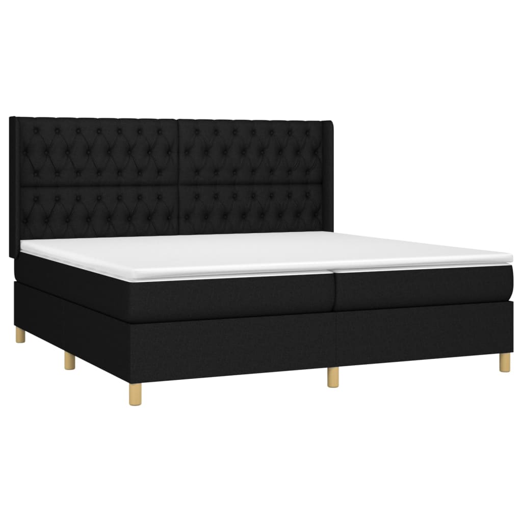 Box Spring Postel S Matrací Černá Textil Černá