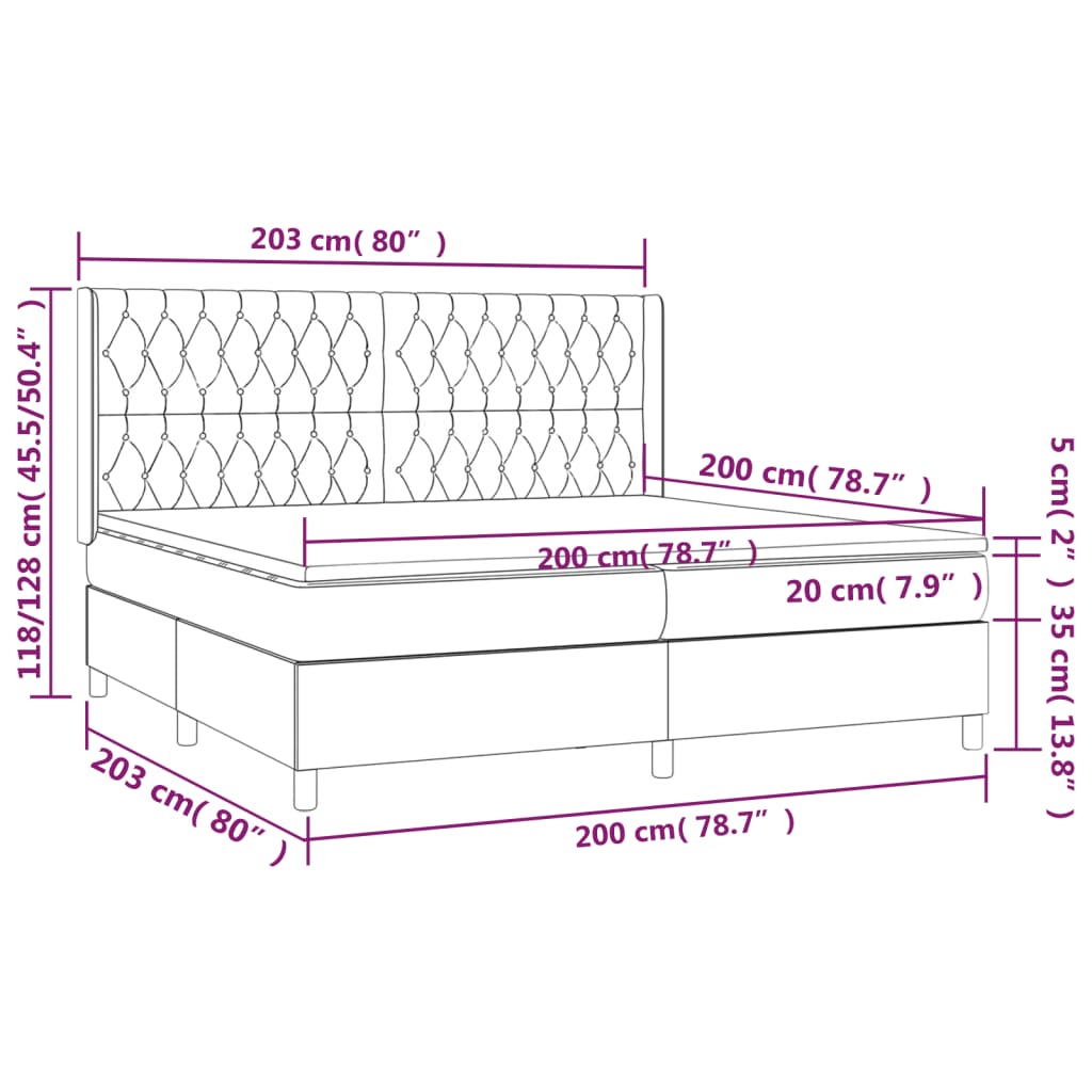 Box Spring Postel S Matrací Černá Textil Černá
