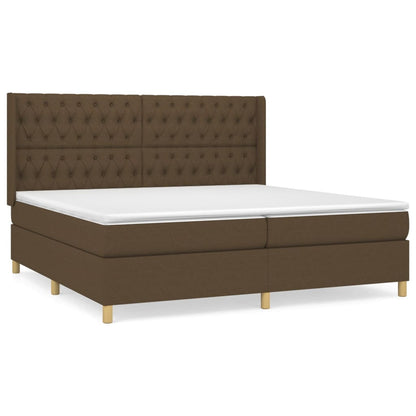 Box Spring Postel S Matrací Tmavě Hnědá 200X200 Cm Textil